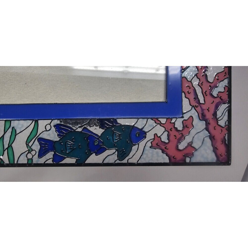 Vintage FIGI Hand Painted Fish Scene  Stained Glass Frame For 4x6 Photo - Picture 6 of 12